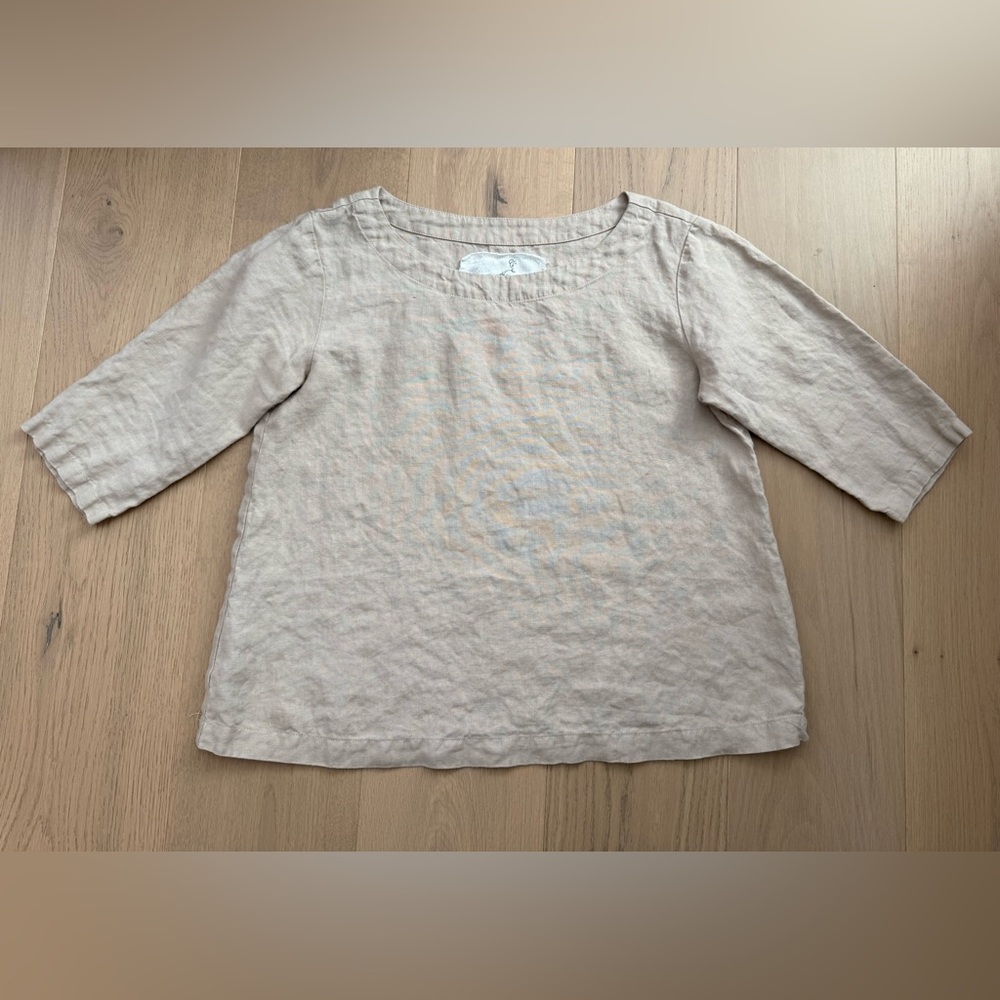 Not Perfect Linen Old London Oat Milk 100% Linen Top- M/L- EUC